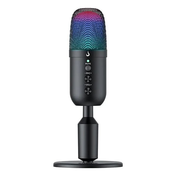 MICROFONE GAMER RISE MODE DE MESA ELITE 04 RGB P3 USB C PRETO RM-ME-04B