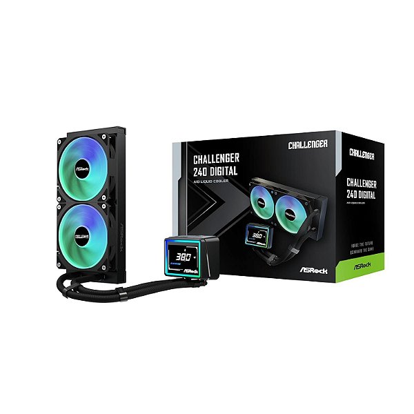WATER COOLER ASROCK CHALLENGER 240MM ARGB COM DISPLAY 367144 PRETO