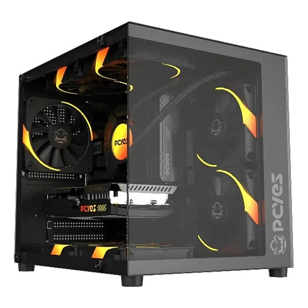 GABINETE GAMER PCYES FORCEFIELD MINI BLACK VULCAN GFFMNBV