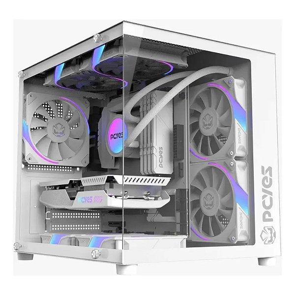 GABINETE GAMER PCYES FORCEFIELD MINI WHITE GHOST VULCAN GFFMNWG
