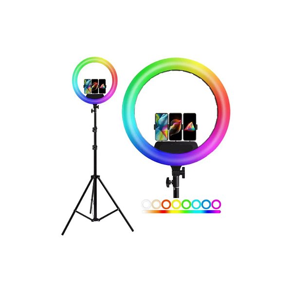 RING LIGHT SELFIE COM LUZ DE LED RGB 22" COM TRIPE 2,10M BMAX BM-L22