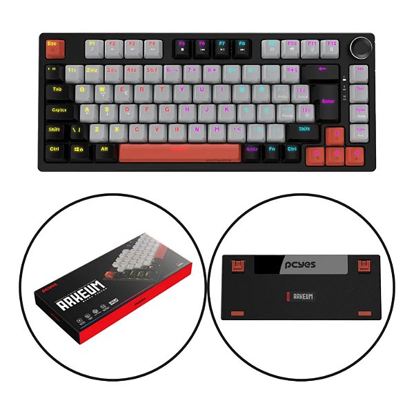 TECLADO MECANICO PCYES 75% ARKEUM BLACK VULCAN SWITCH BLUE