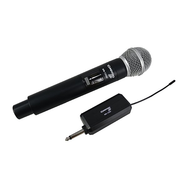 MICROFONE SEM FIO DE MÃO 1 BASTÃO VHF FREQUENCIA FIXA RECARREGÁVEL LITE MM120SF SOLUS
