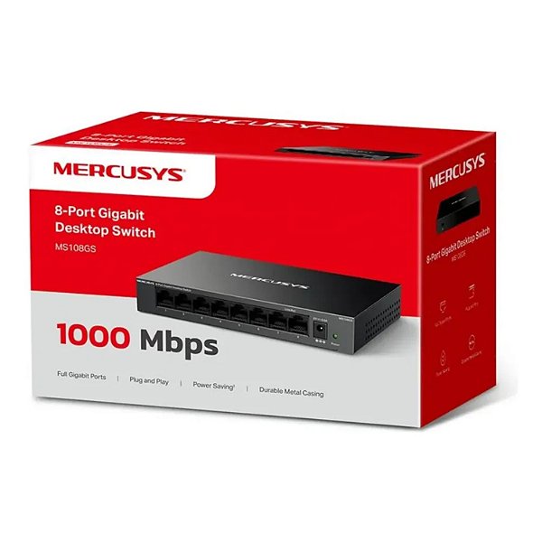 SWITCH GIGABIT MERCUSYS 8 PORTAS 10/100/1000 MS 108GS