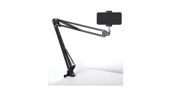 SUPORTE BRAÇO ARICULADO MESA PARA CELULAR WEBCAM LUZ MICROFONE LIVE IT BLUE LE-3414