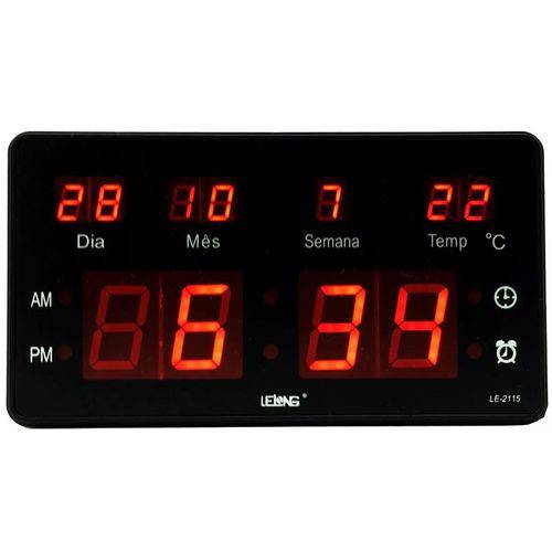 RELOGIO DIGITAL DE PAREDE PEQUENO COM CALENDARIO PAREDE LE-2115