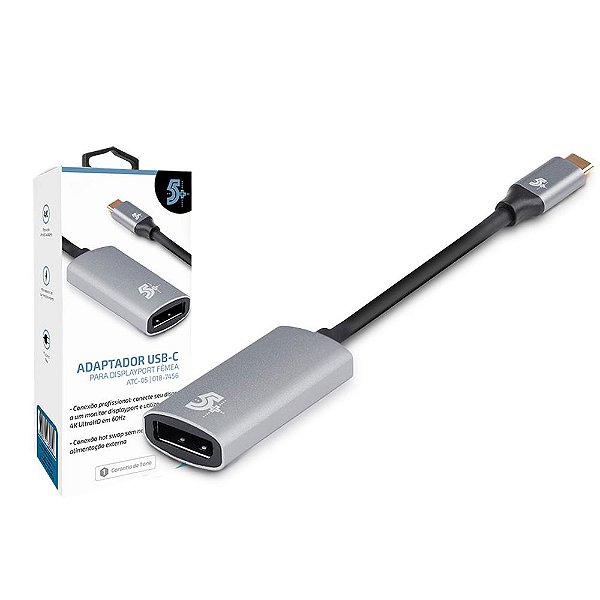 ADAPTADOR CONVERSOR USB TIPO C MACHO X DISPLAYPORT DP FEMEA  ATC-05 CHIP SCE