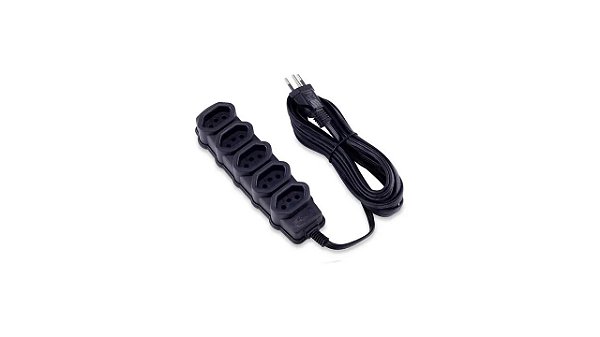 EXTENSÃO ELETRICA 5M TRIPOLAR PROFISSIONAL 5 TOMADAS PRETO FORCE LINE 200097