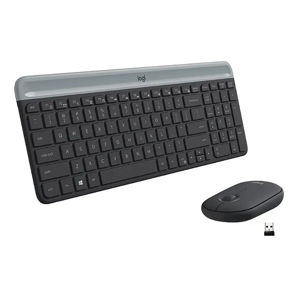 KIT TECLADO E MOUSE USB SEM FIO LOGITECH MK470 COMBO SLIM GRAFITE