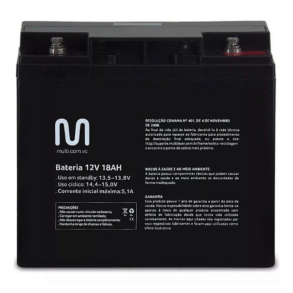 BATERIA SELADA 12V 18A M3 BC 1218  MULTILASER EN017