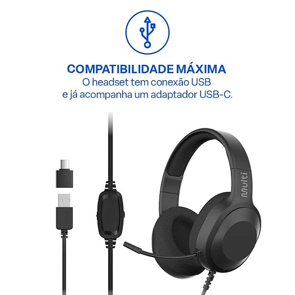 FONE DE OUVIDO HEADSET COM FIO OVER EAR MULTI PH509