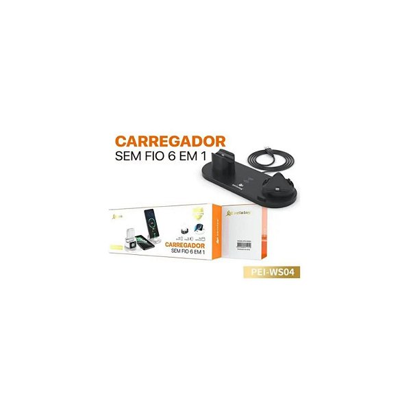 ESTAÇÃO DE CARREGAMENTO INDUCAO 6 EM 1 APPLEWATCH AIRPODS SMARTPHONE PEINING PEI-WS04