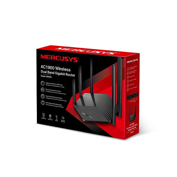 ROTEADOR MERCUSYS GIGABIT AC 1900 DUAL BAND MR50G 6 ANTENAS EXTERNAS