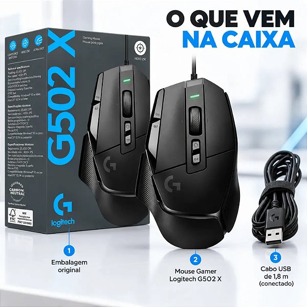 MOUSE USB GAMER G502 HERO LOGITECH PRETO