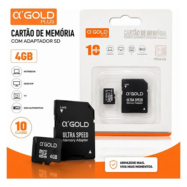 CARTAO DE MEMORIA 4GB GOLD CLASSE 10 PNM-68