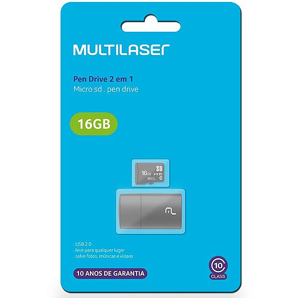 CARTAO DE MEMORIA MICRO SD 16GB COM LEITOR USB  MULTILASER MC162