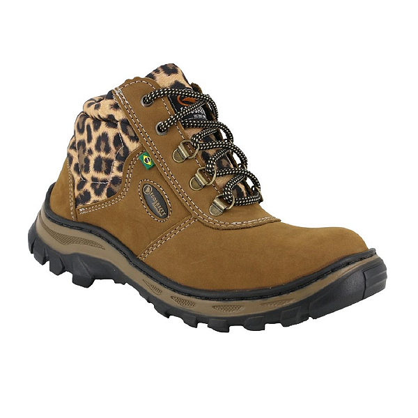 Botina De Segurança Ecosafety Primavera PS-157 Taupe Onça - CA 17144