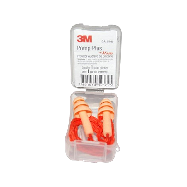 Protetor Auricular De Silicone C/ Cordão 3M Pomp Plus - CA 5745