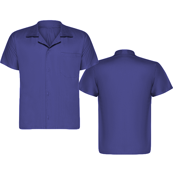 Uniforme Camisa Em Brim Manga Curta Azul tamanho G