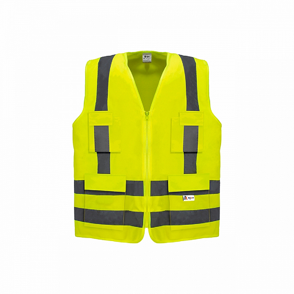 Colete De Sinalização Blusão Amarelo Fluorescente 4 Bolsos Kalipso