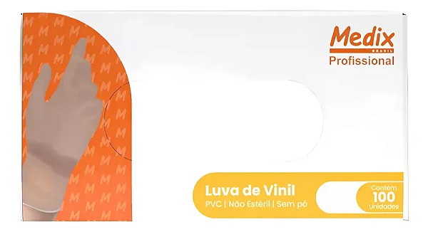 Luva Medix Vinil Uso Geral Sem Pó Com 100 - G