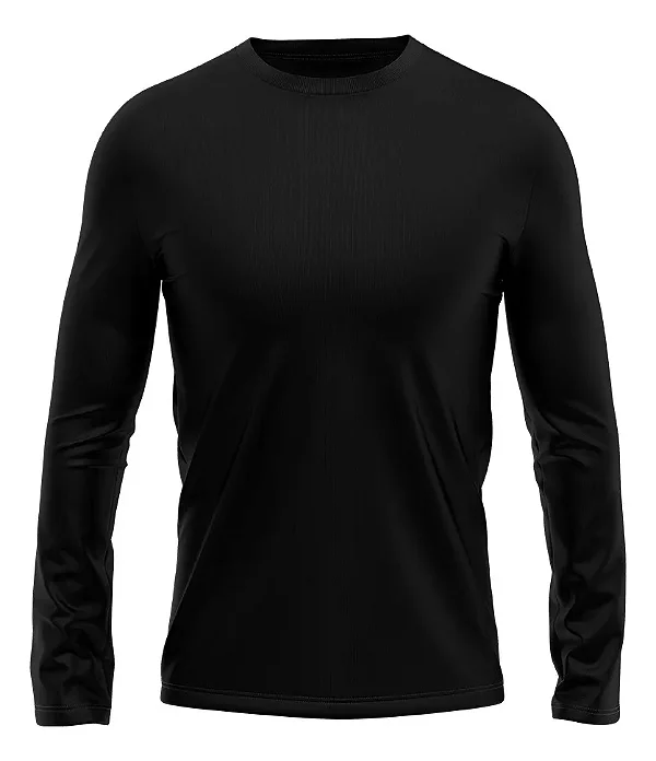 Camisa De Malha UV 50+ Manga Longa - Preta