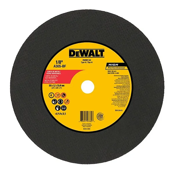 Disco De Corte 14 x 1/8 x 1 DW80144 Dewalt