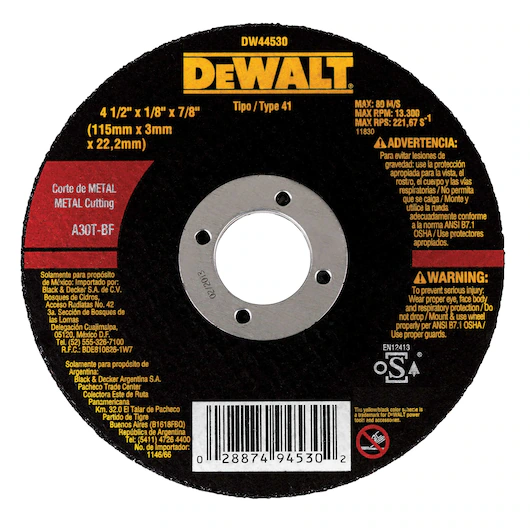 Disco De Corte 4.1/2 x 1/8 x 7/8 DW44530 Dewalt