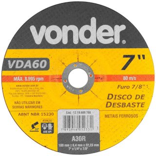 Disco De Desbaste Vonder 7 x 1/4 x 7/8 VDA60
