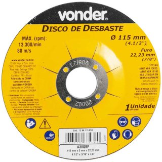 Disco De Desbaste Vonder 4.1/2 x 3/16 x 7/8