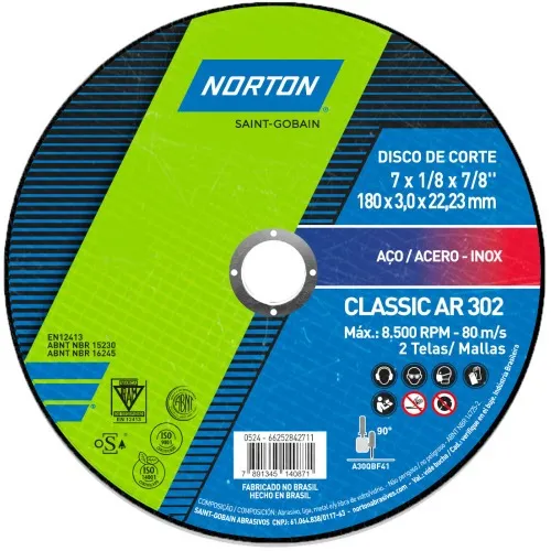 Disco De Corte Norton 7 x 1/8 x 7/8 AR302