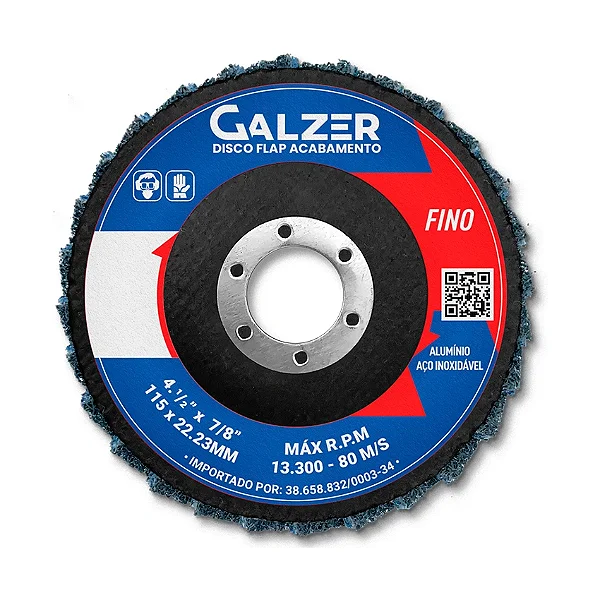 Disco Flap Polimento Galzer 4.1/2 Azul Fino