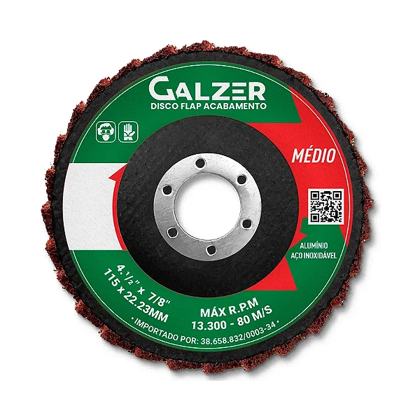 Disco Flap Polimento Galzer 4.1/2 Vermelho Médio