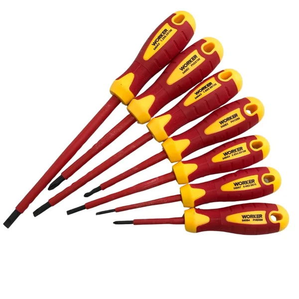 Jogo De Chave VDE Fenda e Phillips Worker 7 pçs