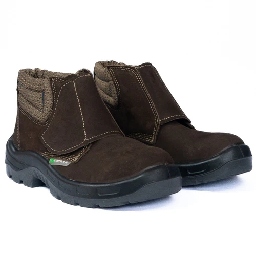 Botina Fortline BQN Velcro Café - Biqueira De PVC