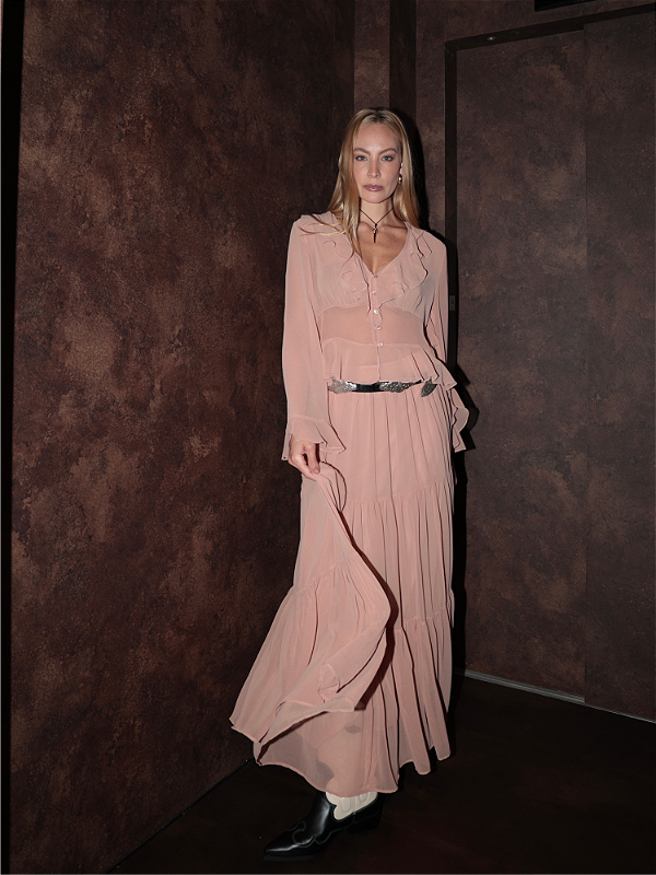 Saia Chiffon Camadas Com Volume