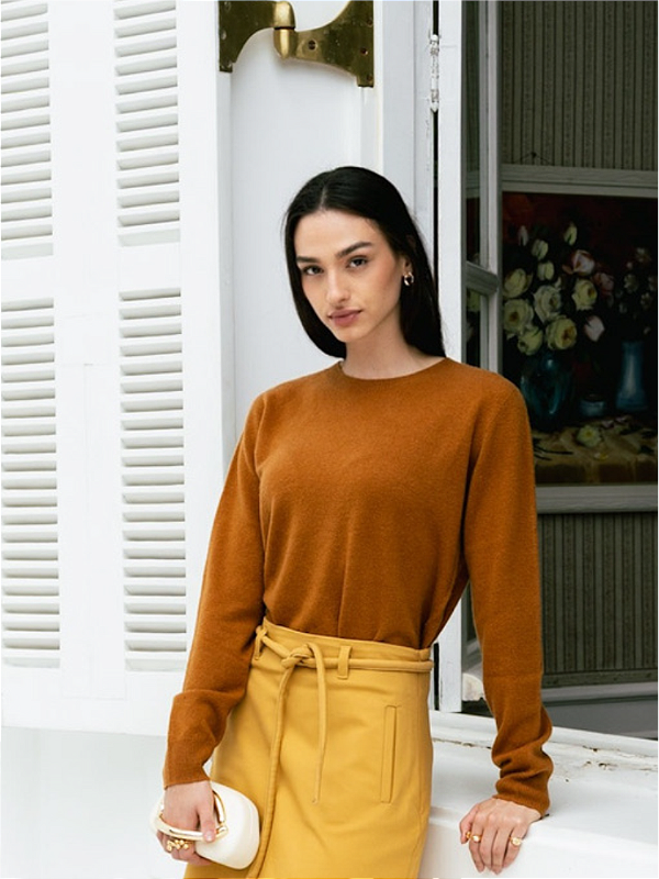 Blusa Cashemere Manga Longa Gola Careca
