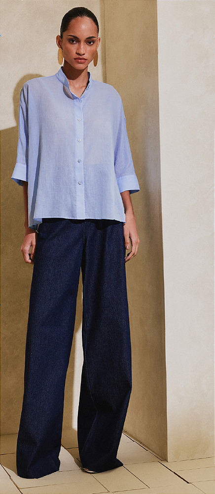 Camisa Voil Quadrada Com Fenda