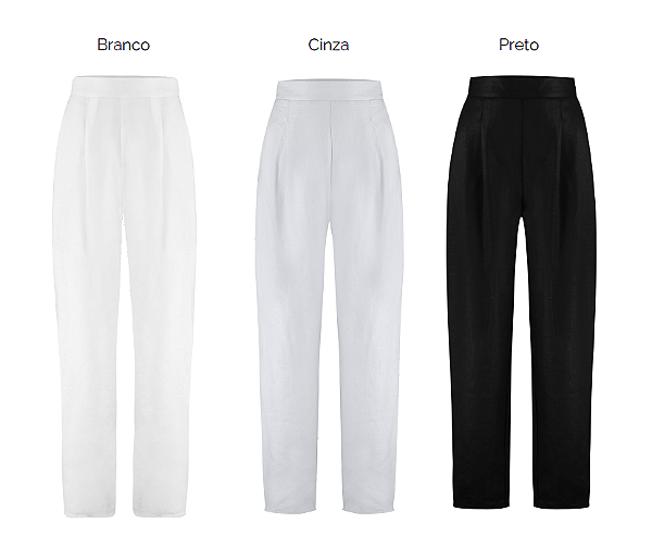 Calça De Linho Com Prega Na Barra