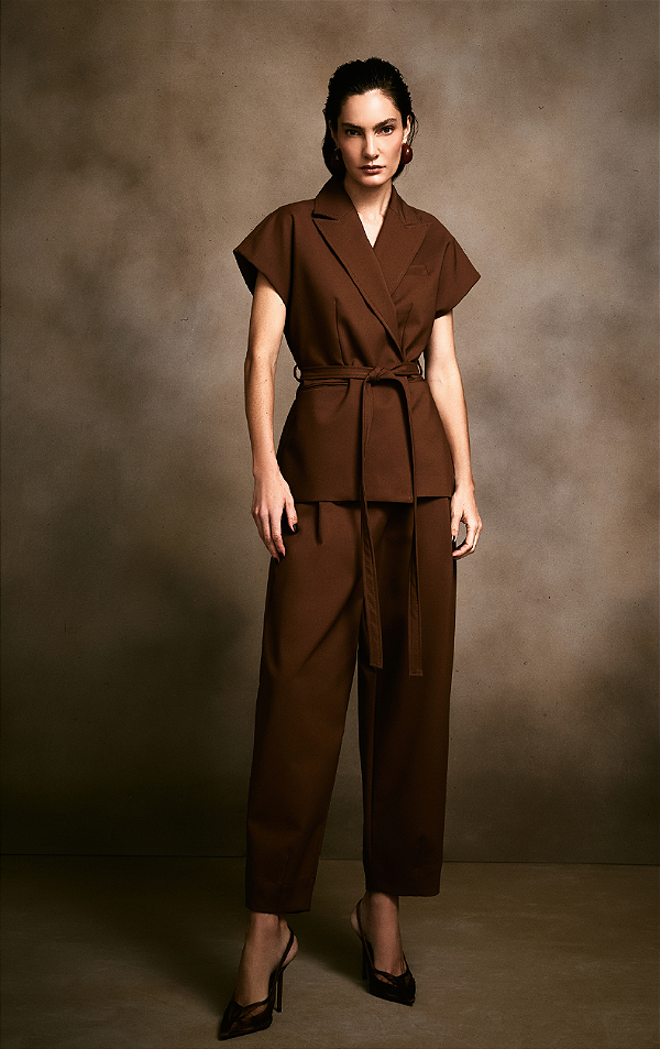 Colete Algodão Misto Com Cinto