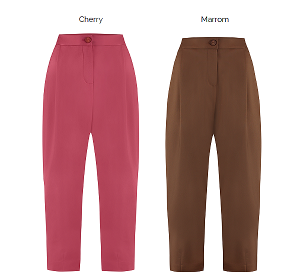 Calça Algodão Misto Com Pregas