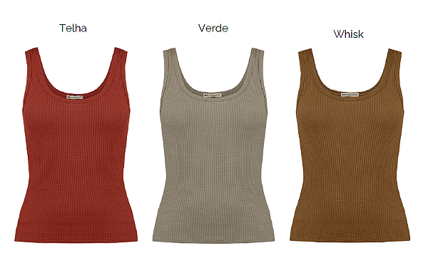 Regata Malha Waffle Decote U