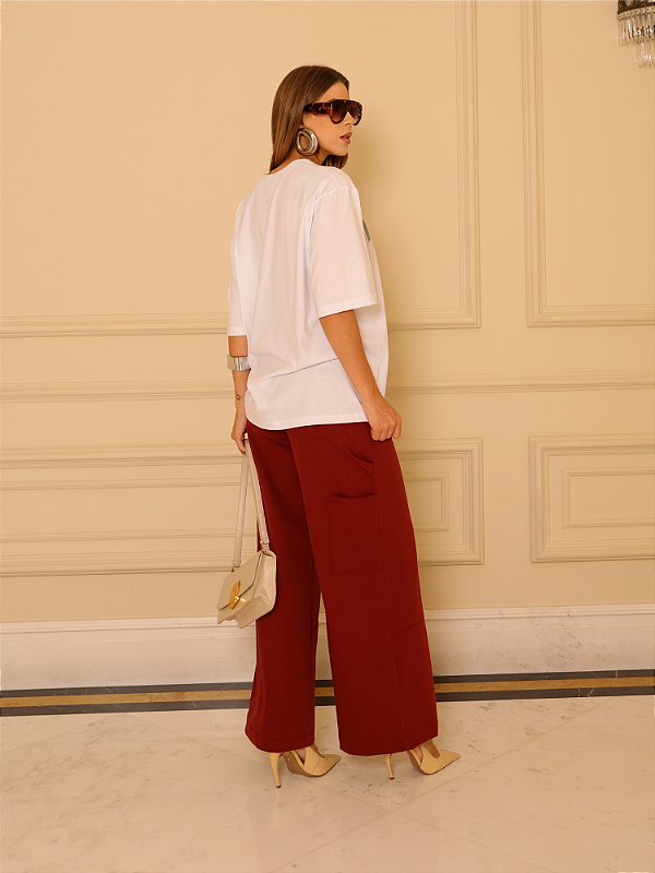 Calça Sarja Com Recortes e Pespontos