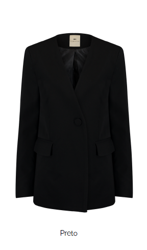 Blazer Sem Gola Com Bolso E Lapela