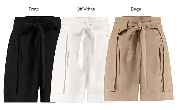 Shorts Viscose Bolso Folie Com Cinto Faixa