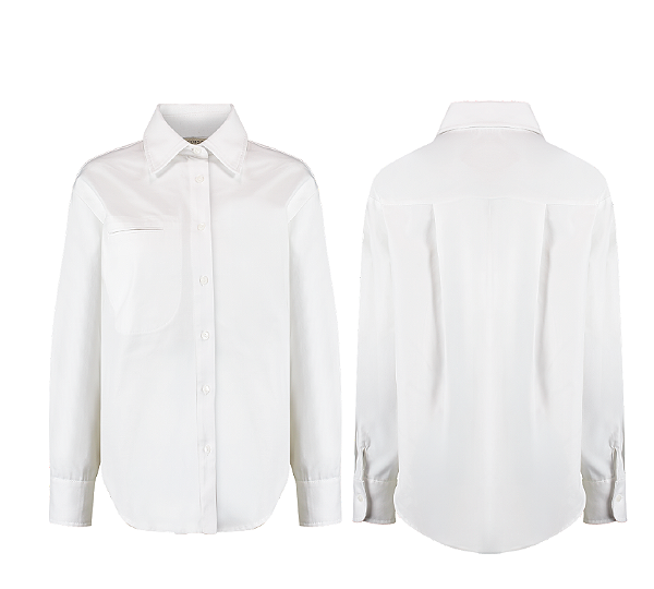 Camisa Sarjada Com Fenda Lateral e Bolso