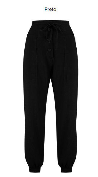 Calça Malha Com Botões E Bolsos