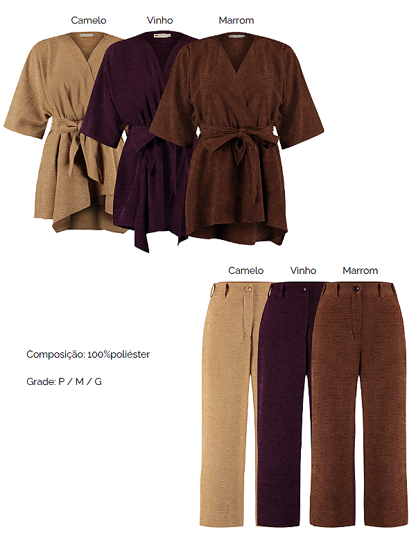 Conjunto Kimono E Calça Tecido Com