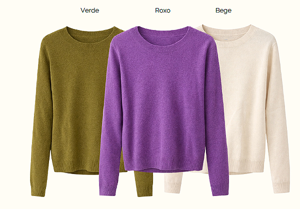 Blusa Cashemere Manga Longa Gola Careca