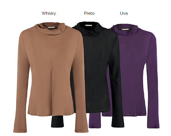 Blusa Gola Alta No Vies Com Manga Longa